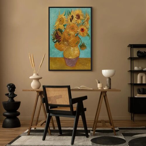  Slika - Vincent van Gogh &amp;ndash; Sunflowers II 60x90 U crnom drvenom okviru Slike