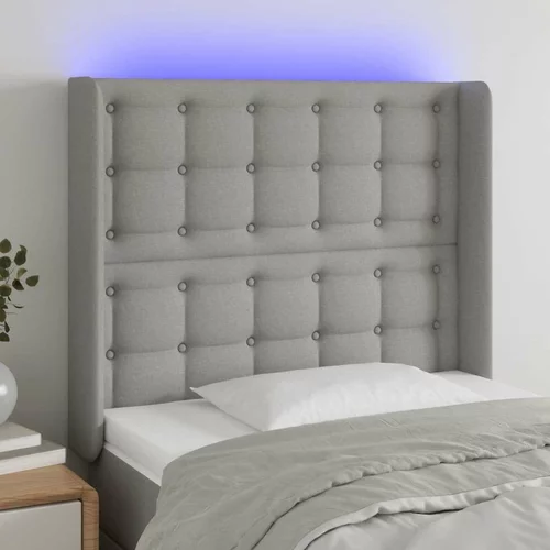  LED posteljno vzglavje svetlo sivo 93x16x118/128 cm blago, (20794559)