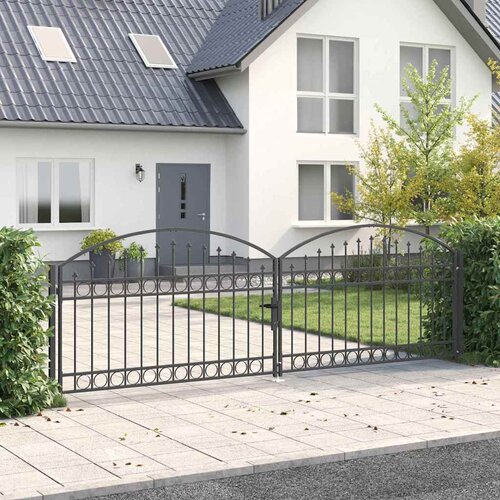 VidaXL Ograda vrata Ostalo Siva 400 x 125 cm Čelik Slike