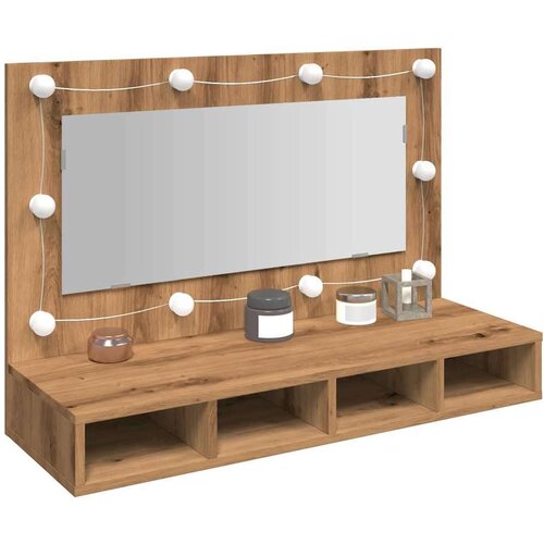 vidaXL Ormar s ogledalom i LED-om Artisan hrast 90x31,5x62 cm Cijene