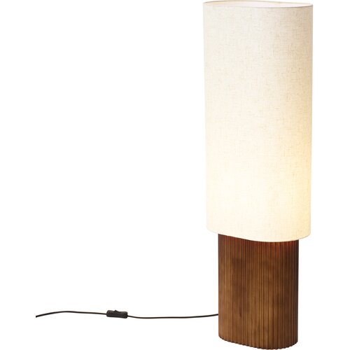 QAZQA Japandi vloerlamp walnoot hout met stoffen kap 90cm - Lamel Cene