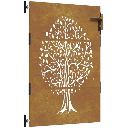 vidaXL Vrtna vrata 85x125 cm corten jeklo dizajn drevesa, (20799481) Cene