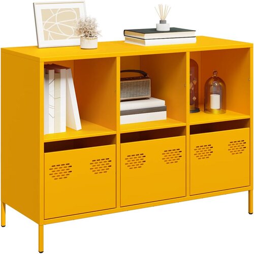 vidaXL Komoda gorčično rumena 101,5x39x73,5 cm hladno valjano jeklo Cene