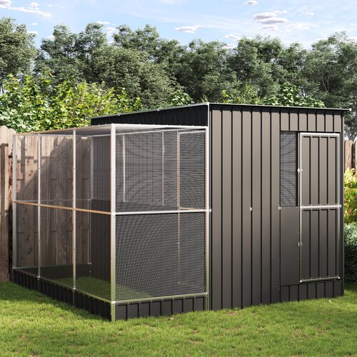 VidaXL Kavez za ptice s produžetkom srebrni 290x303x216 cm čelični Slike