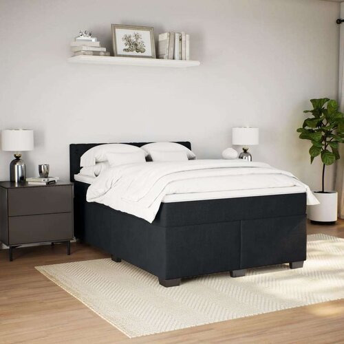 VidaXL Krevet s oprugama i madracem crni 140x200 cm bar&amp;scaron;unasti Slike