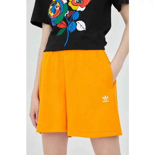 Adidas Kratke hlače Adicolor za žene, boja: narančasta, s aplikacijom, visoki struk, HC0627-BORANG