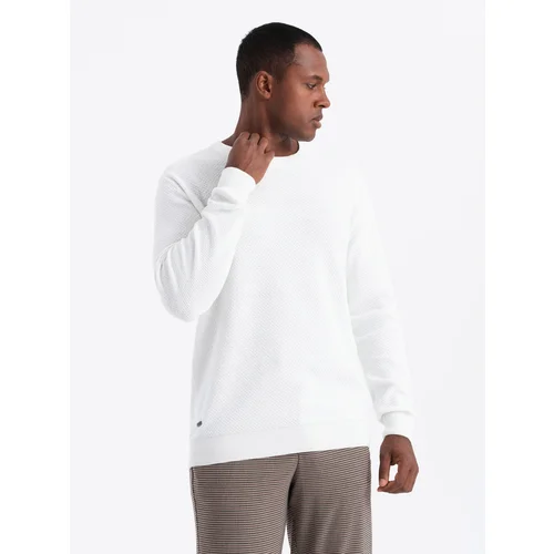 Ombre Men's RELAXED FIT knit sweater in diamond weave - broken white