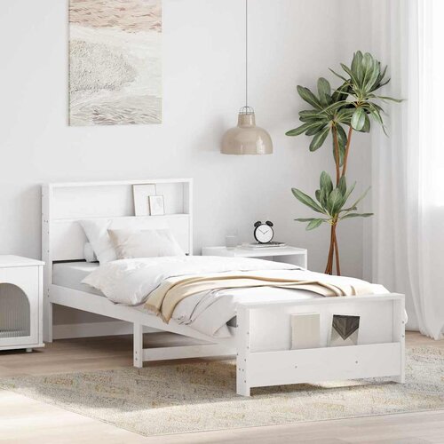 VidaXL Krevetna konstrukcija Bijelo 90 x 200 cm Masivna borovina Slike