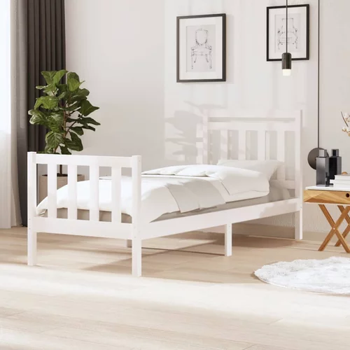  Okvir za krevet od masivnog drva bijeli 90x190 cm jednokrevetni
