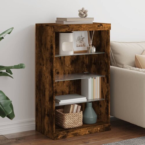  The Living Store Komoda z LED lučkami dimljen hrast 60,5x37x100 cm - Komoda, (21502453) Slike