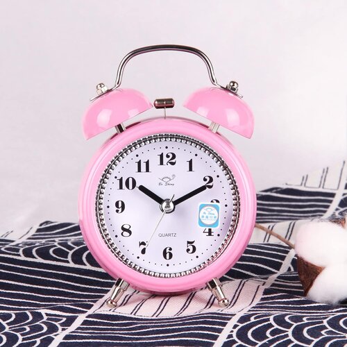 Generic Cute double bell loud alarm clock silent analog quartz night light clock battery powered suitable for children, the elderly, people with poor sleep quality, bedroom, living room decoration, (21072401) Cene
