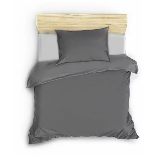 Mijolnir Temno siva posteljnina za zakonsko posteljo iz bombažnega satena 200x200 cm –