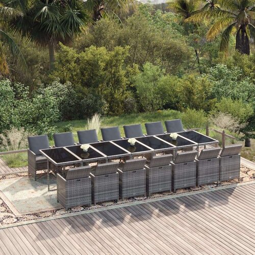  15-dijelni vrtni blagovaonski set s jastucima poliratan sivi Cijene