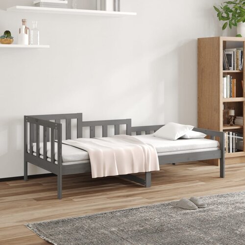 VidaXL dnevna postelja siva 90x200 cm trdna borovina Slike