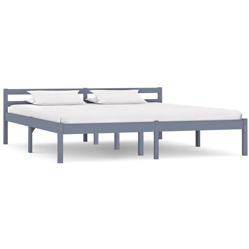 The Living Store Posteljni okvir siv iz trdne borovine 160x200 cm - Posteljni Okvir, (21523389) Slike