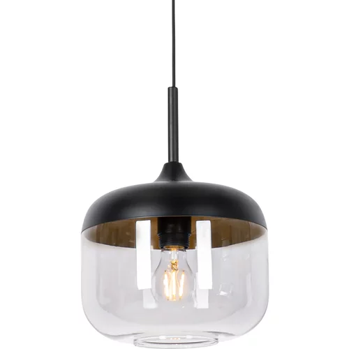 QAZQA Dizajnerska viseča svetilka črna z zlatom in dimljenim steklom - Kyan