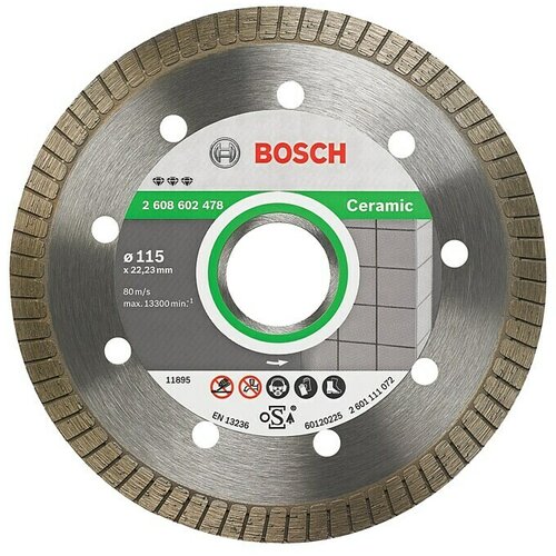 Bosch Dijamantna rezna ploča Best for Ceramic Extra Clean Turbo (Promjer: 115 mm, Provrt: 22,23 mm, Prikladno za: Porculan) Slike