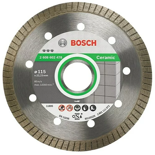 Bosch Dijamantna rezna ploča Best for Ceramic Extra Clean Turbo (Promjer: 115 mm, Provrt: 22,23 mm, Prikladno za: Porculan)