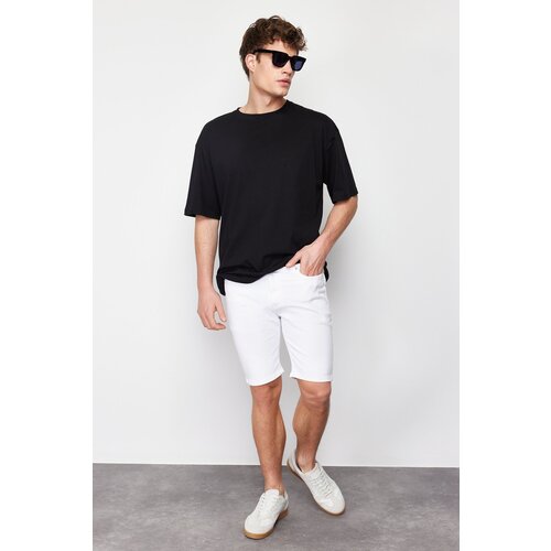 Trendyol Men&amp;#039;s White Regular Fit Flexible Fabric Denim Jeans Shorts Slike