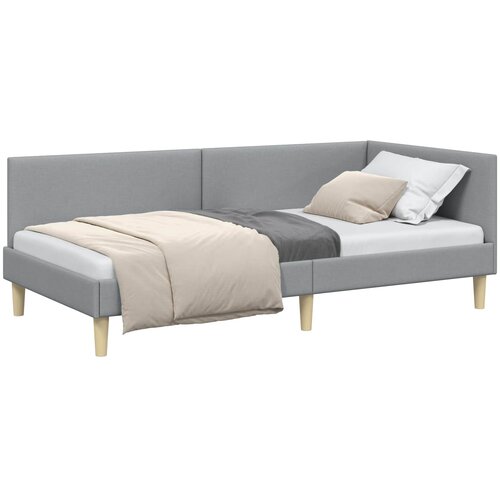  Kutni okvir kreveta s uzglavljem Svijetlo siva 80 cm x 200 cm Slike