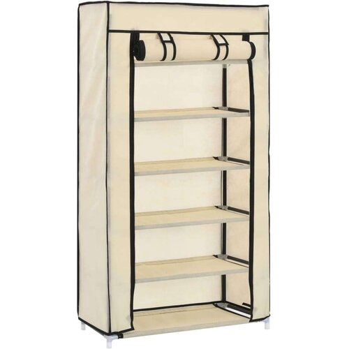 VidaXL 282429 shoe cabinet with cover cream 58x28x106 cm fabric Slike