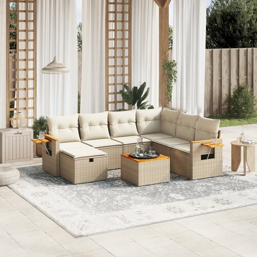vidaXL 8-dijelni set vrtnih sofa od poliratana s jastucima bež Cijene