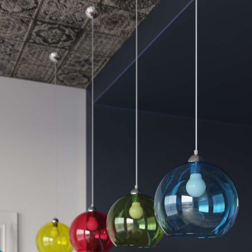  Sollux SL.0256 - Luster na sajli BALL 1xE27/15W/230V prečnika 30 cm bela/sjajni hrom Slike