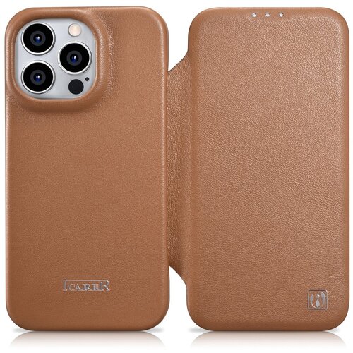 ICARER Usnjena torbica za iPhone 14 Pro z magnetnim zavihkom MagSafe CE Premium Leather svetlo rjava, (21522173) Cene