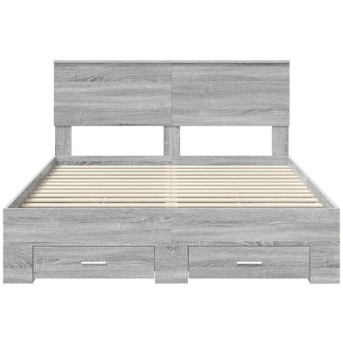  Okvir za krevet s uzglavljem Siva Sonoma 135 x 190 cm Slike