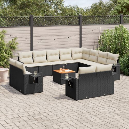 vidaXL 13-dijelni set vrtnih sofa s jastucima poliratan crni Cijene
