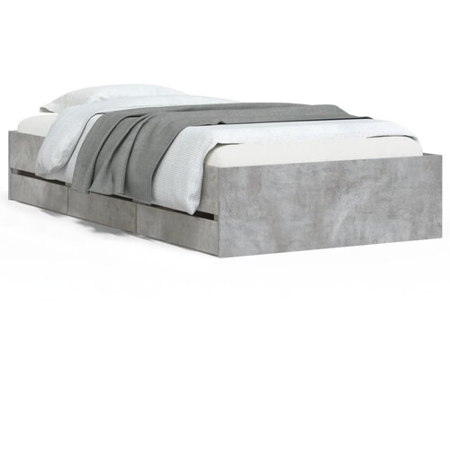 Maison Chic Posteljni okvir - Enojna postelja - Postelja za odrasle s predali betonsko siv 100x200cm inženirski les, (21695160) Cene