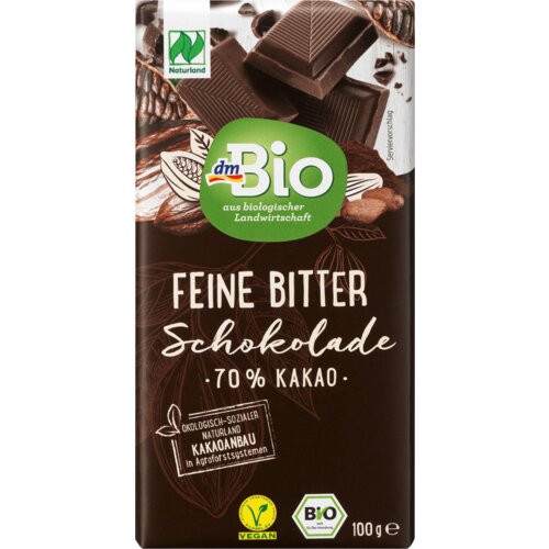 dmBio FEINE BITTER crna čokolada - 70% kakao 100 g Slike