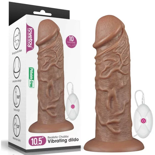 Lovetoy Realistic Chubby Vibrating Dildo 10.5" Brown