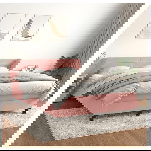 vidaXL Box spring postelja z vzmetnico roza 140x190 cm zamet Cene