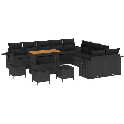  Sjedeća garnitura za vrt 14 kom. Crna poliratan 110 x 55 x 71 cm Slike