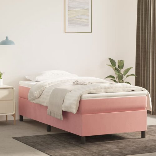 VidaXL Box spring posteljni okvir roza 90x190 cm žamet Slike