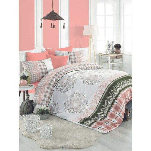  nazenin - pink pinkwhitegreen ranforce double quilt cover set (eu) (it) Cene