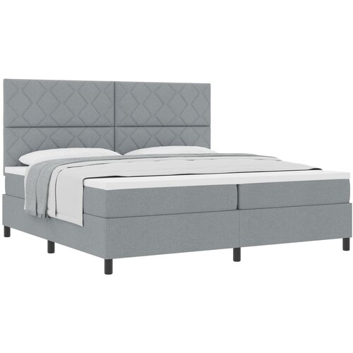 VidaXL Krevet s kutijom opruga s madracem svjetlosiva 200x200 cm tkanina Slike