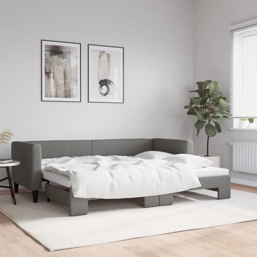 VidaXL Izvlečna dnevna postelja temno siva 80x200 cm blago Slike