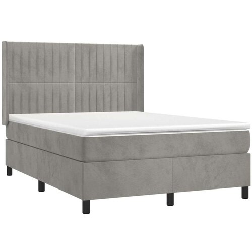 vidaXL Krevet box spring s madracem LED svjetlosivi 140x190 cm baršun Cene