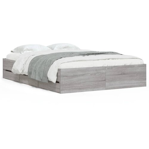 vidaXL Okvir za krevet s ladicama boja sivog hrasta 135x190 cm Cijene