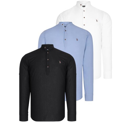 Dewberry SET OF THREE G783 JUDGE COLLAR SHIRT-BLACK-WHITE-BLUE Slike