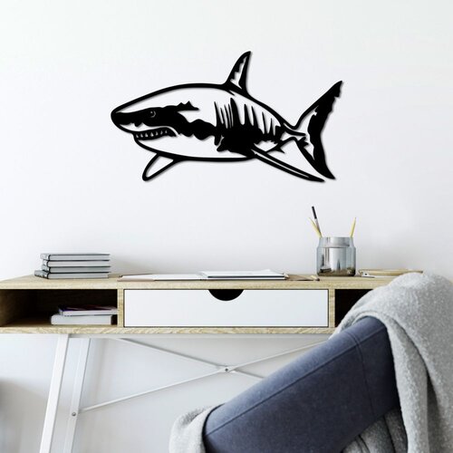 Wallity Zidna dekoracija Ajkula - M, 50 x 28 cm, Crna Cene