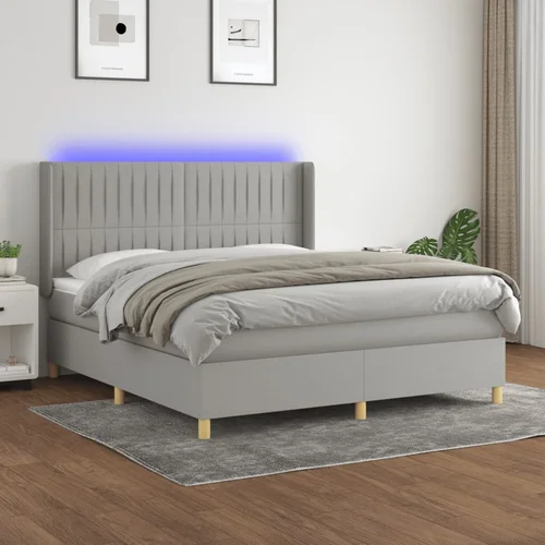  box spring s madracem LED svjetlosivi 180x200 cm tkanina