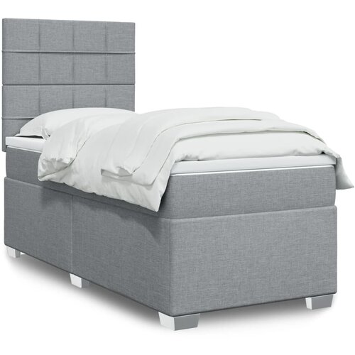 VidaXL Box spring postelja z vzmetnico svetlo siva 80x200 cm blago Slike