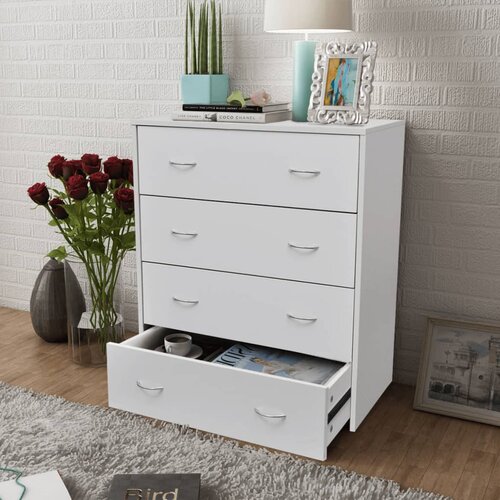 The Living Store Predalnik s 4 predali 60x30,5x71 cm bela barva - Kredenca, (21835681) Slike