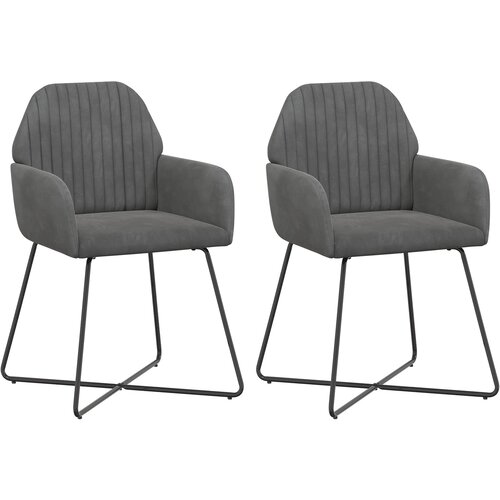vidaXL Jedilni stoli 2 pcs Žamet Temno siva 55 x 50 x 84 cm, (5000296712) Cene