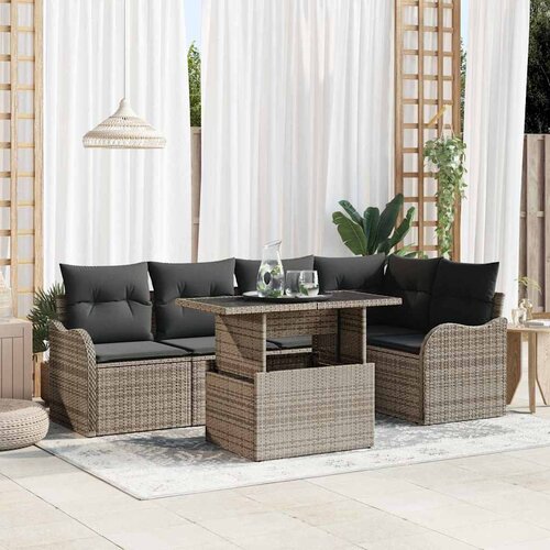  Sjedeća garnitura za vrt 6 kom. Svijetlo Poli Ratan 121 x 62 x 85 cm Slike