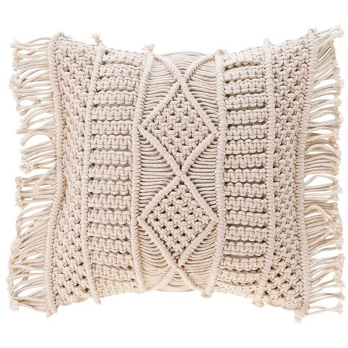 Douceur d int&amp;eacute;rieur COUSSIN DEHOUS. COMPR. FRANGES 40 x 40 CM COTON MACRAME MACRALIN Bež Slike