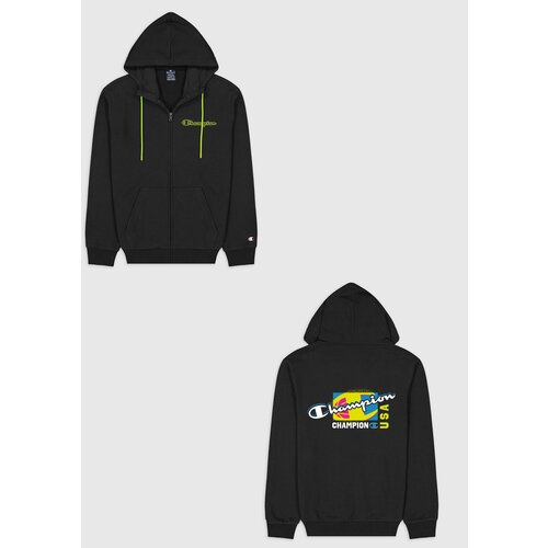 Champion Muški duks Hooded Full Zip Sweatshirt crni Slike